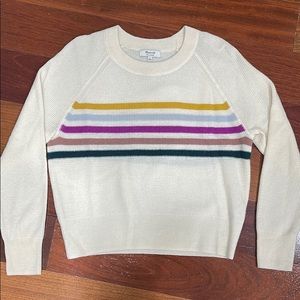 Cashmere cream sweater with stripes